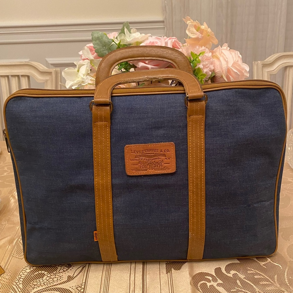 Levi's Blue and Tan Laptop Bag